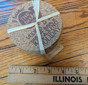 NWT Mud Pie Thanksgiving Cork Set 6 Coasters Turkey Gobble Gobble Holiday